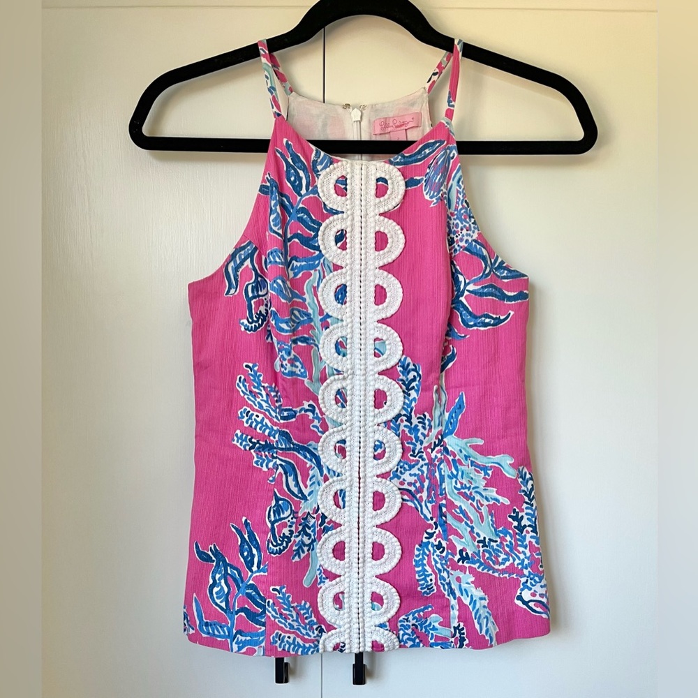 Lilly Pulitzer Pink and Blue Coral Print Tank Top